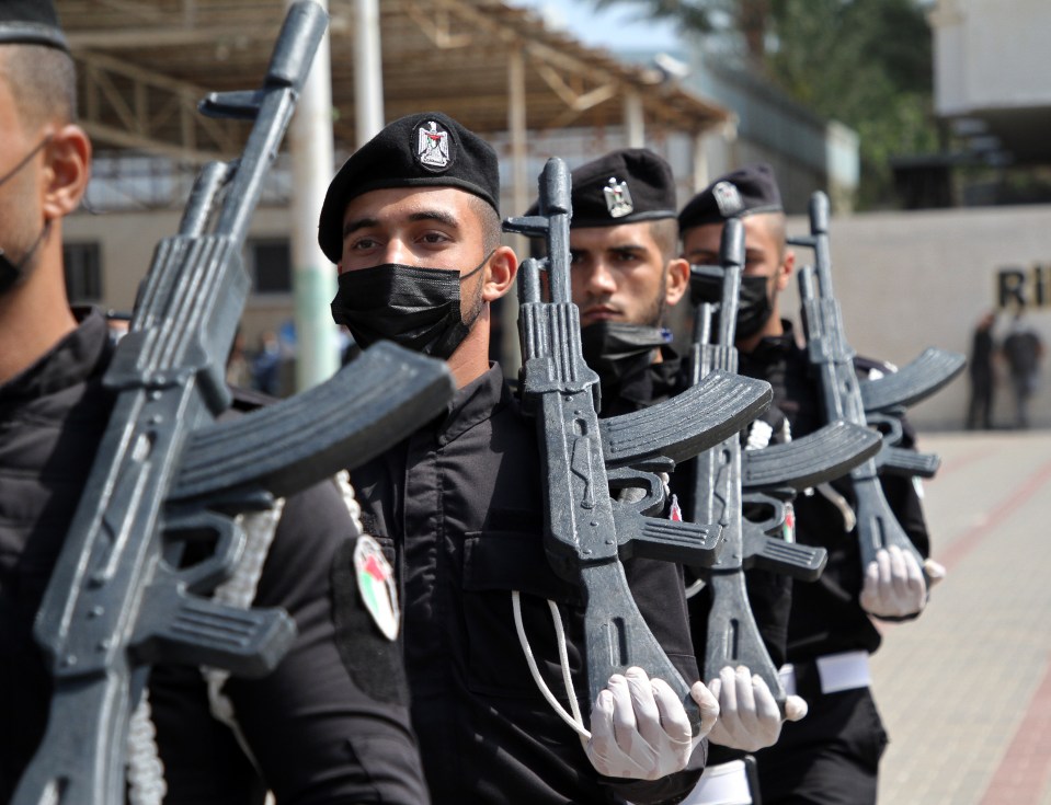 Palestinian Hamas security forces at a police graduation ceremony in Gaza City, April 2021