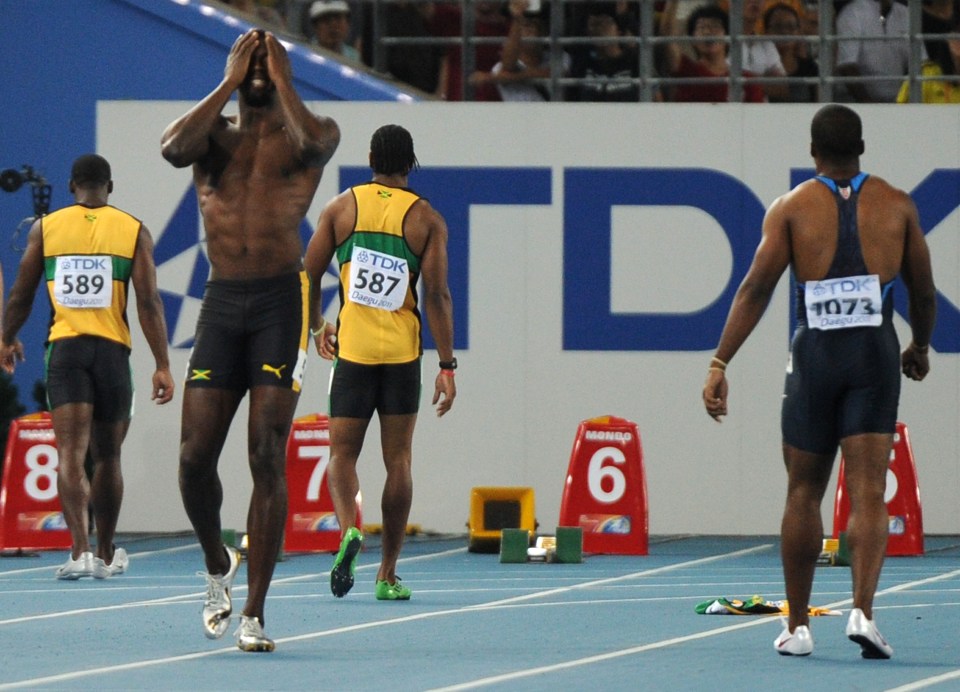 Usain Bolt after disqualification at 2011 World Championships