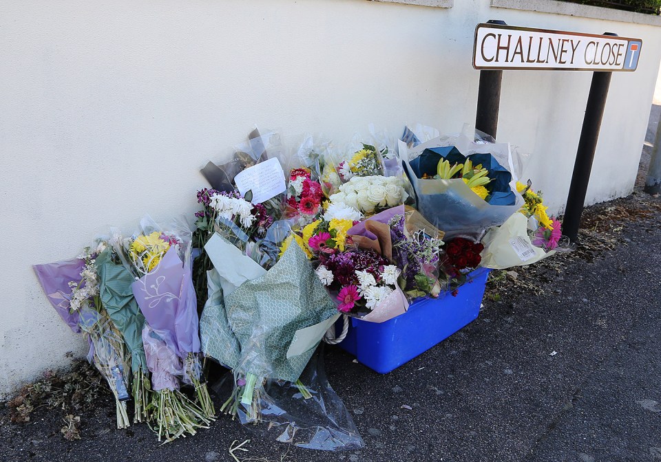 Flowers in memory of Humza at the scene near Challney High School for Boys