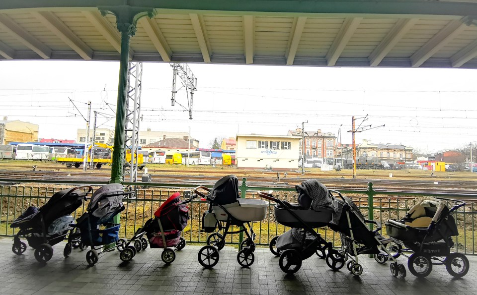 An Italian photojournalist snapped a picture of buggies at Przemysl train station in  Poland