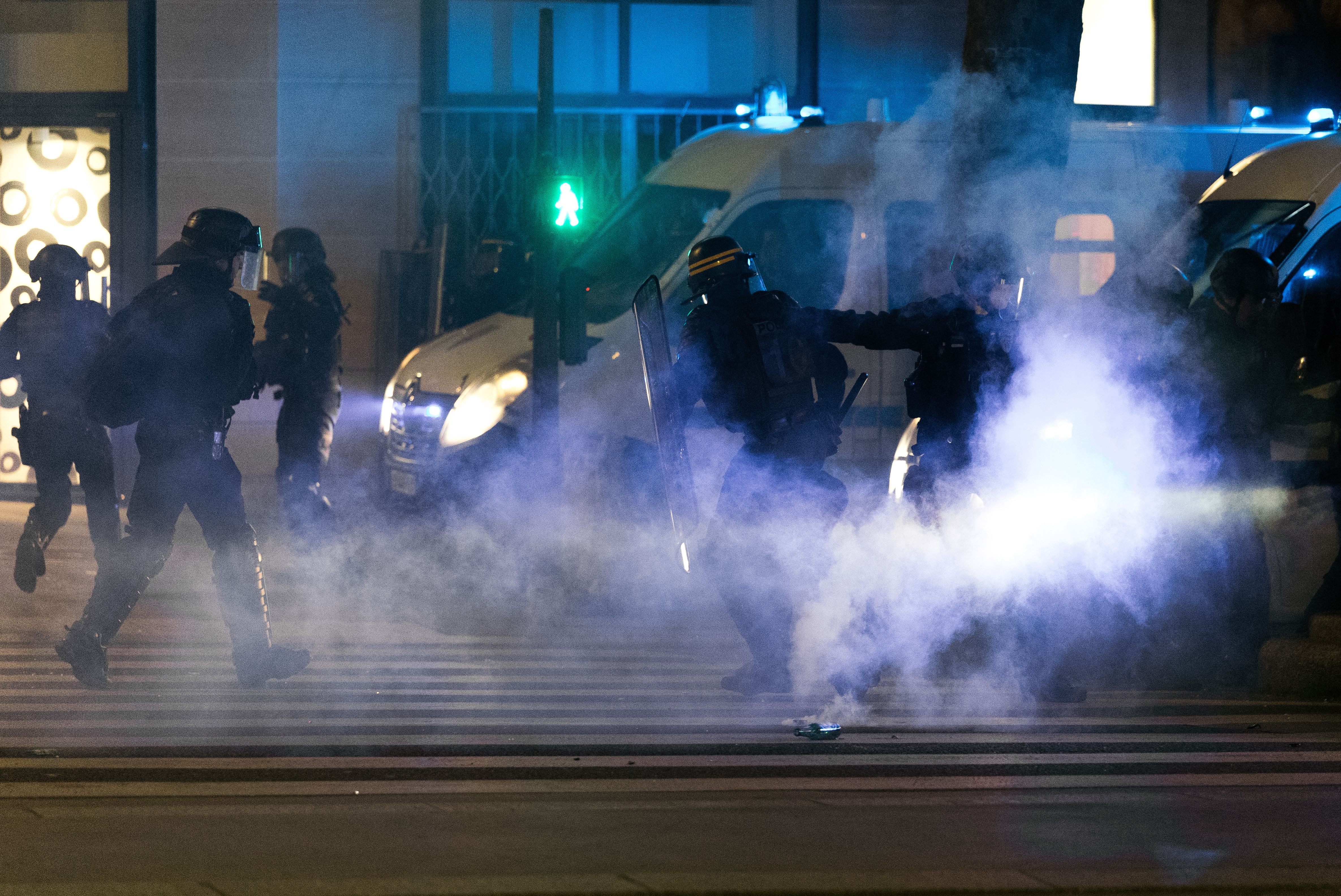 Law enforcement deployed tear gas as they attempted to disperse rioters