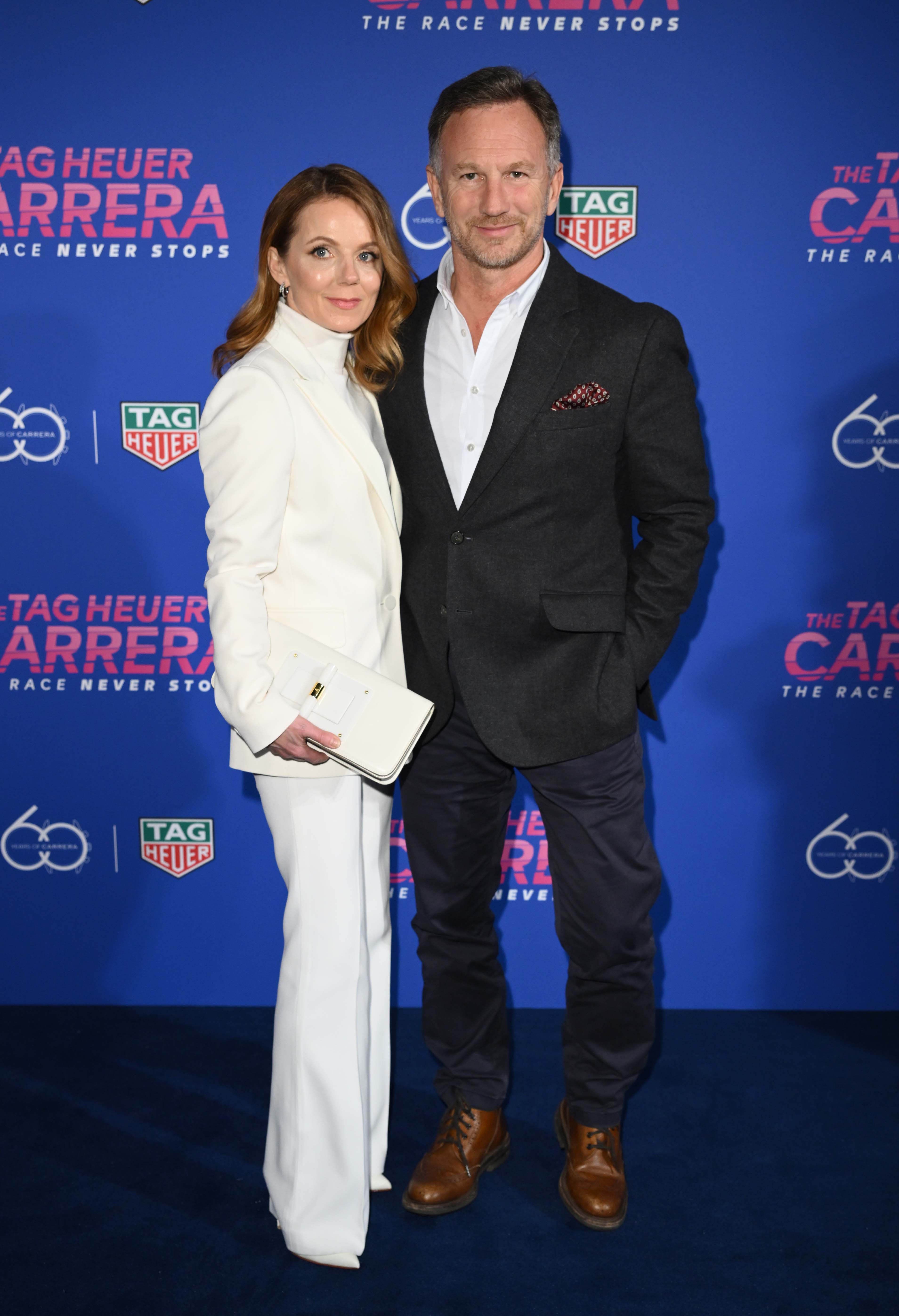 Radio host Geri Horner and husband Christian Hollywood were other famous famous at the West London party