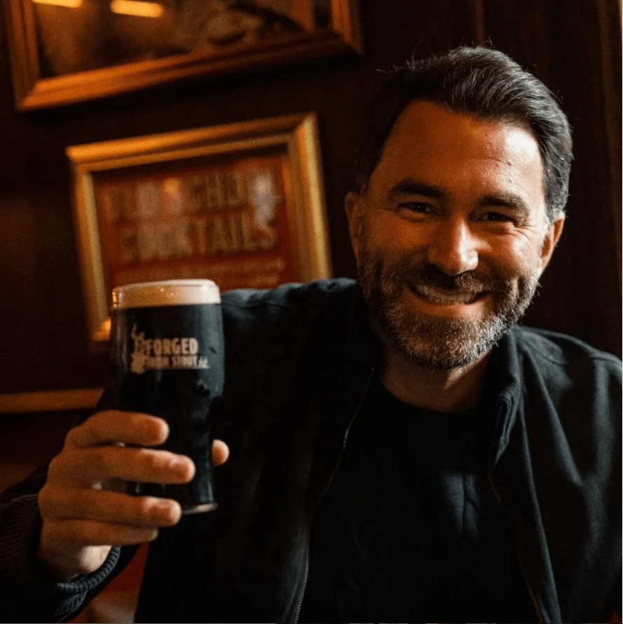 Boxing promoter Eddie Hearn enjoying a pint of Forged Irish Stout