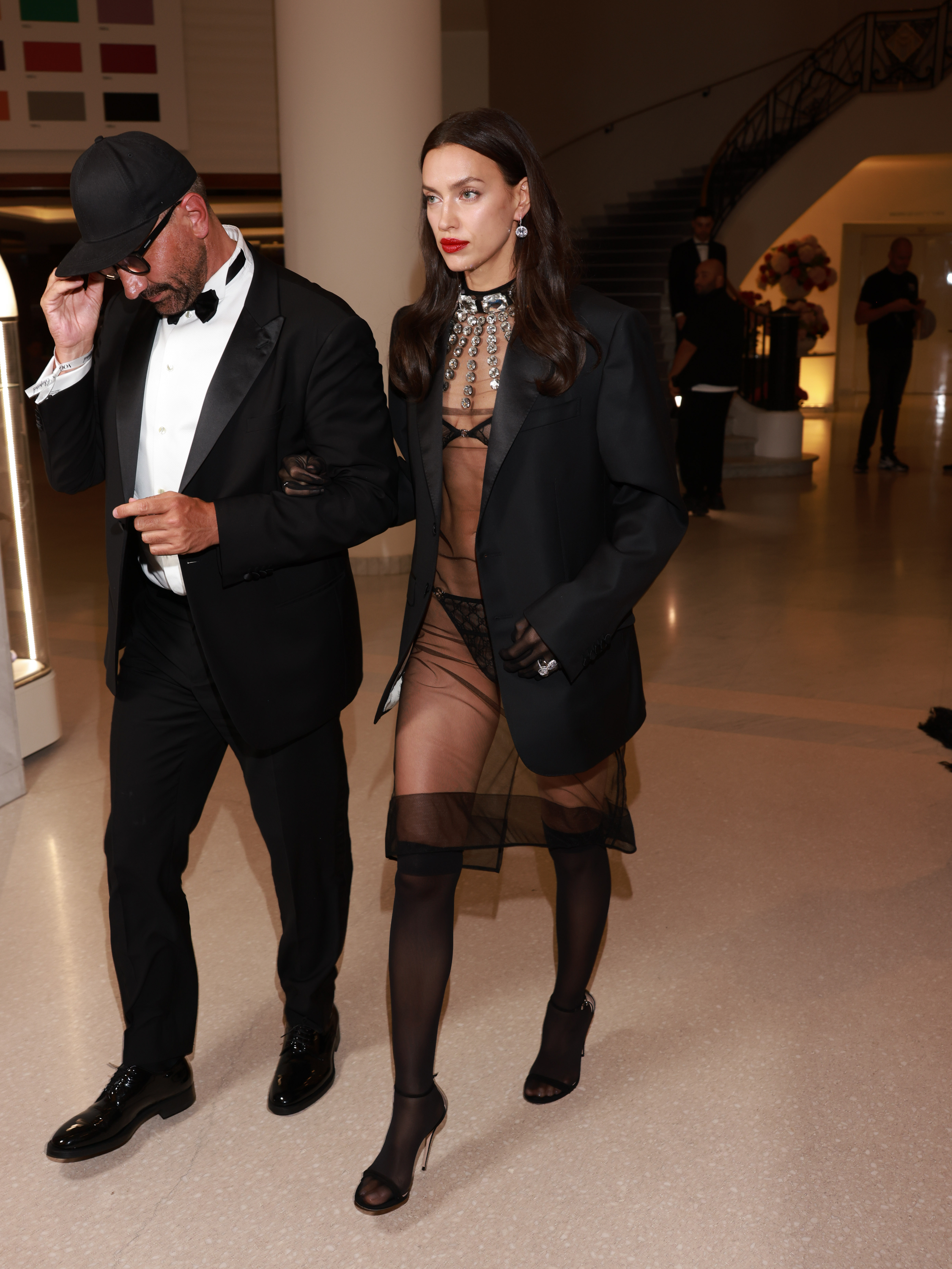 Irina paired the garment with matching stockings