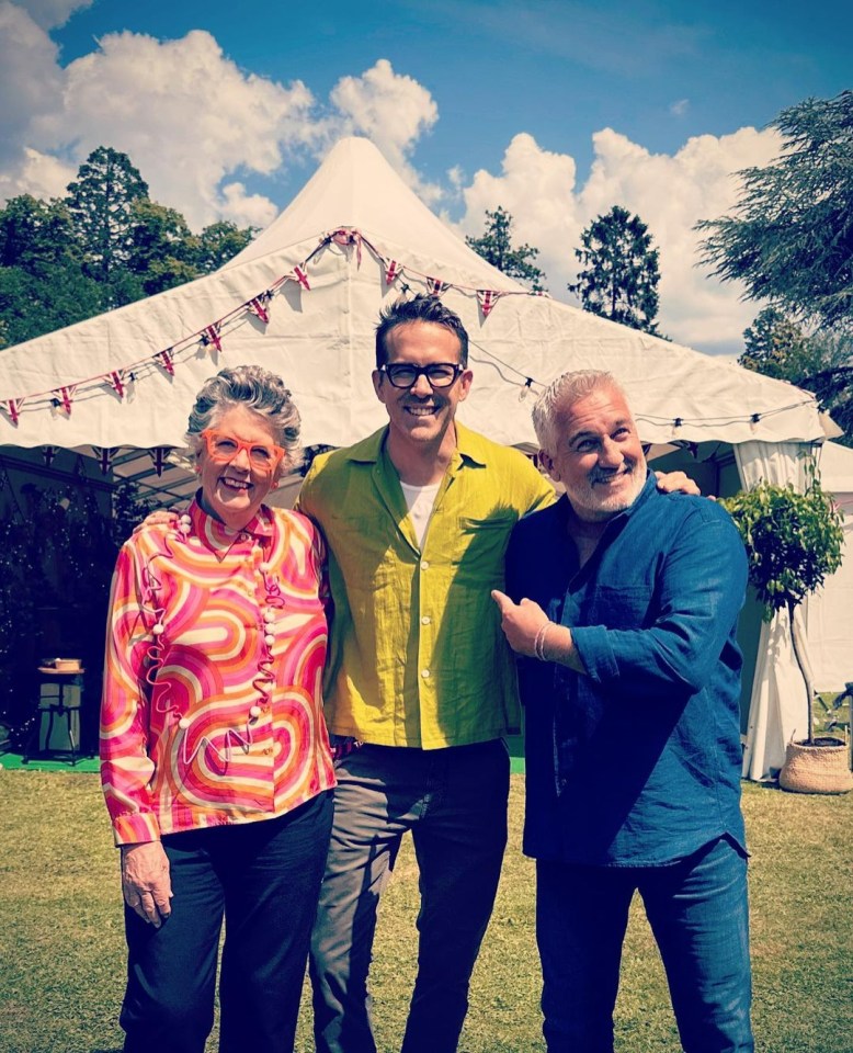 Deadpool actor Ryan Reynolds visited the Channel 4 tent and posed for a picture with judges Prue and Paul