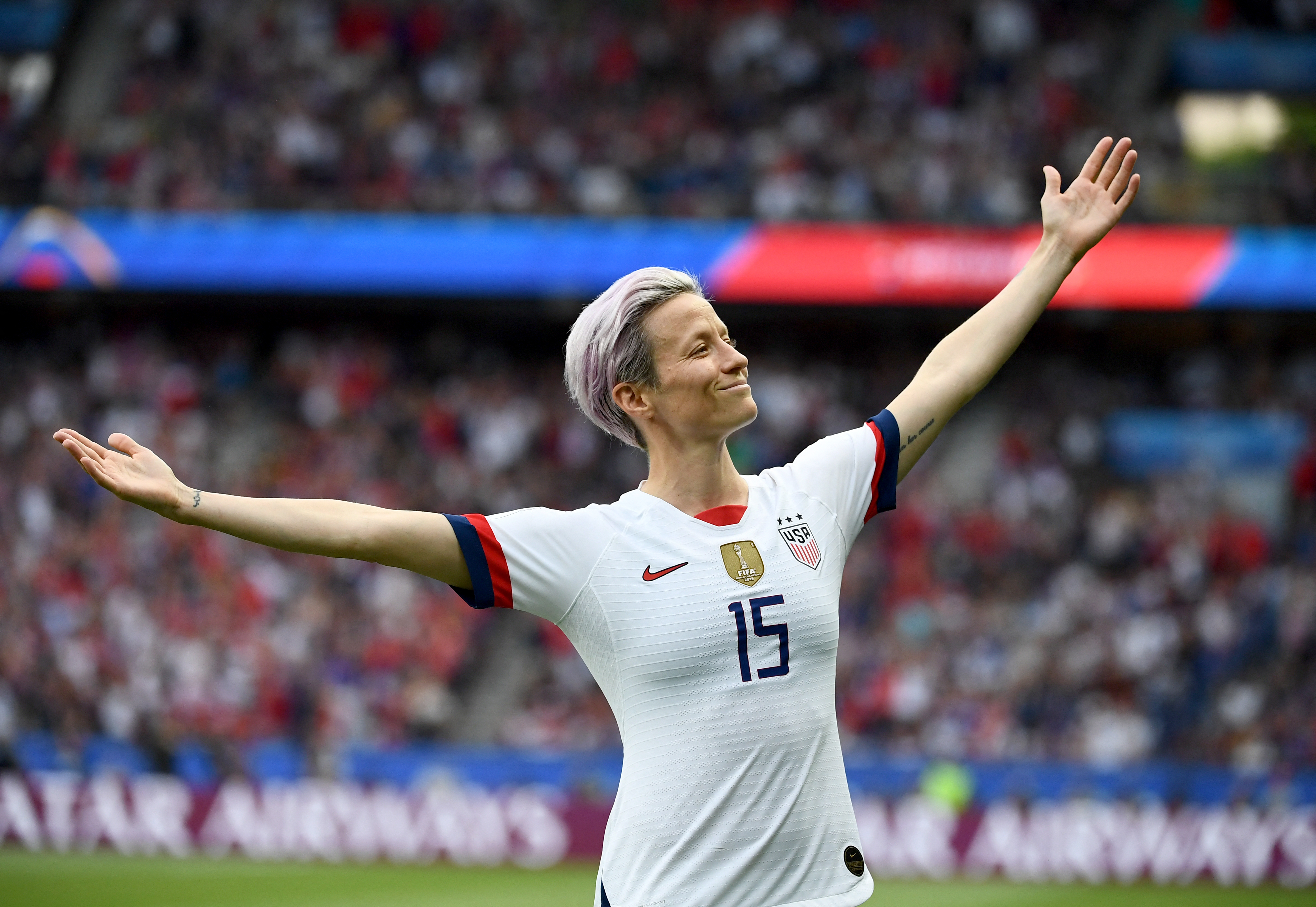 Megan's famous celebration against France at the last World Cup