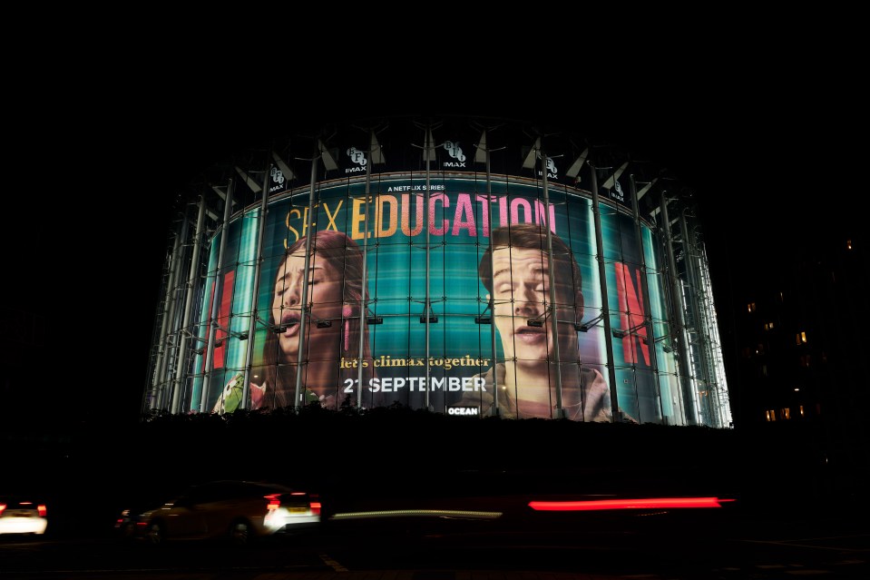 The saucy posters were featured on the IMAX of London's Waterloo