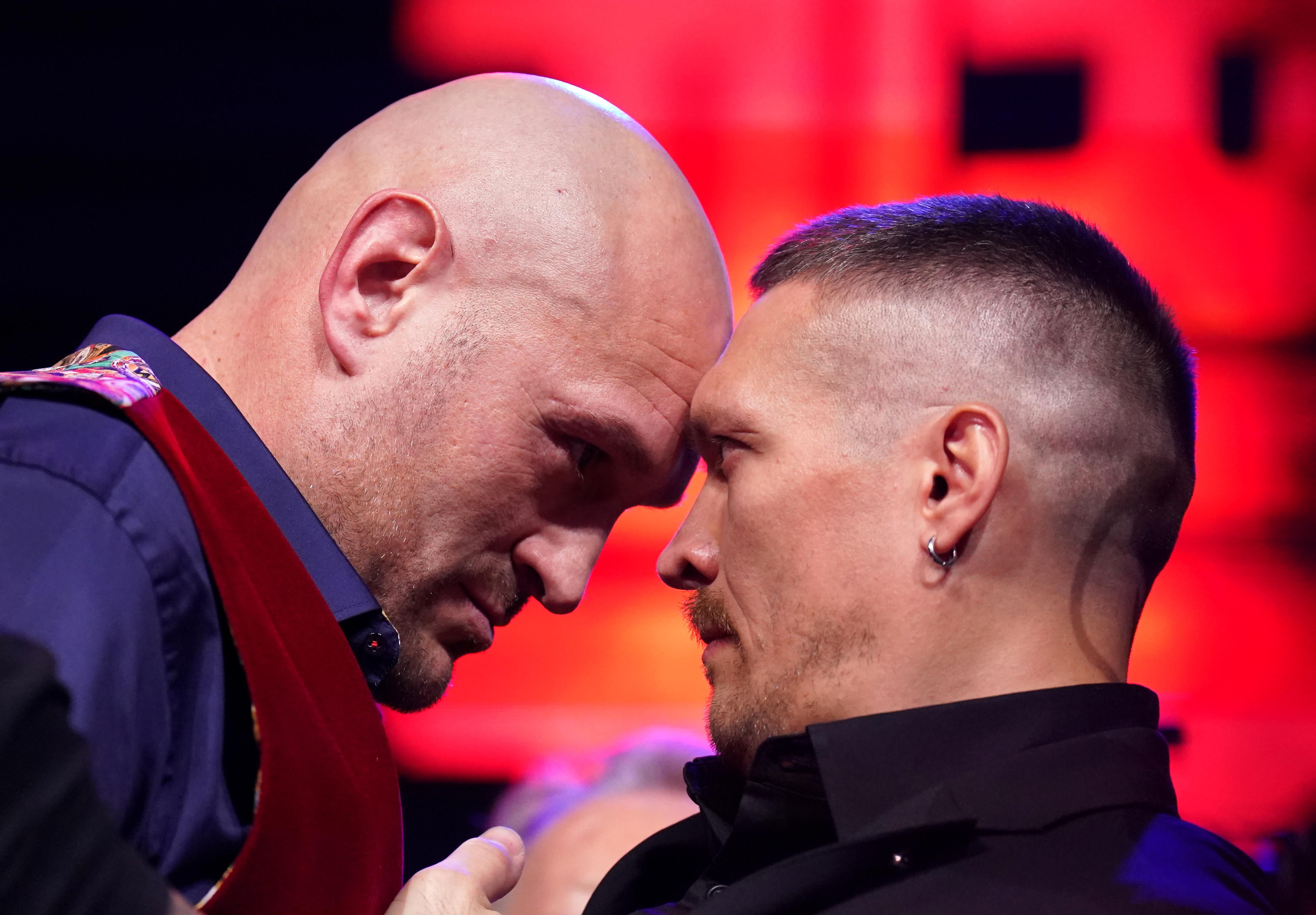 Tyson Fury and Oleksandr Usyk butted heads after their pre-fight presser on Thursday