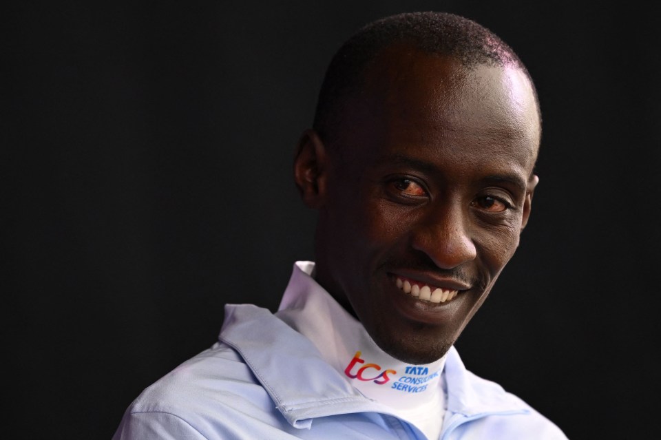 Kiptum attends the international elite men’s press conference in London on April 20, 2023 ahead of the London marathon