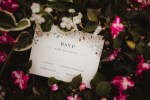 RSVP card on flowers for a party or event
