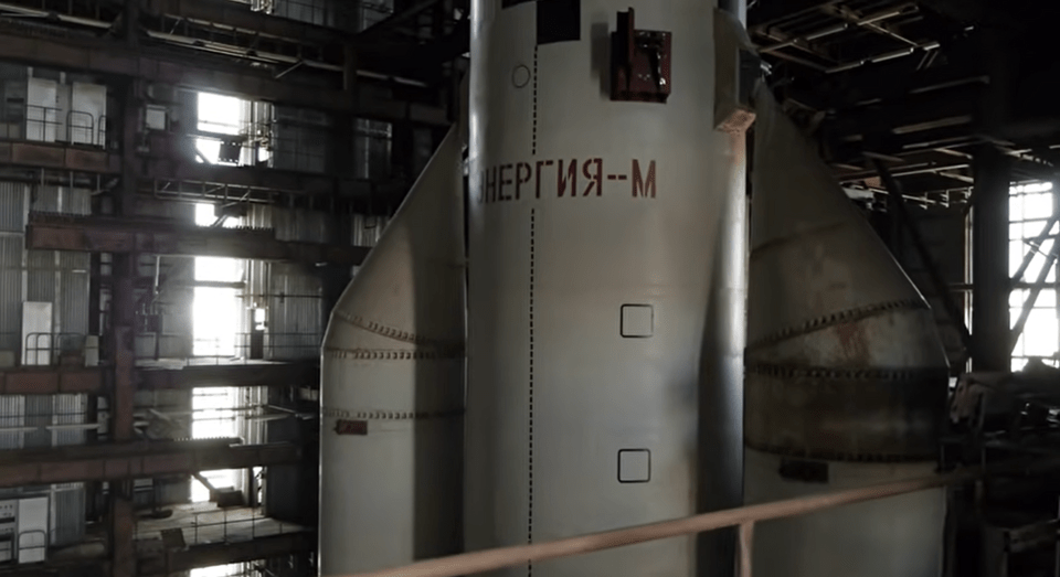 A picture of the rocket showing its decaying boosters