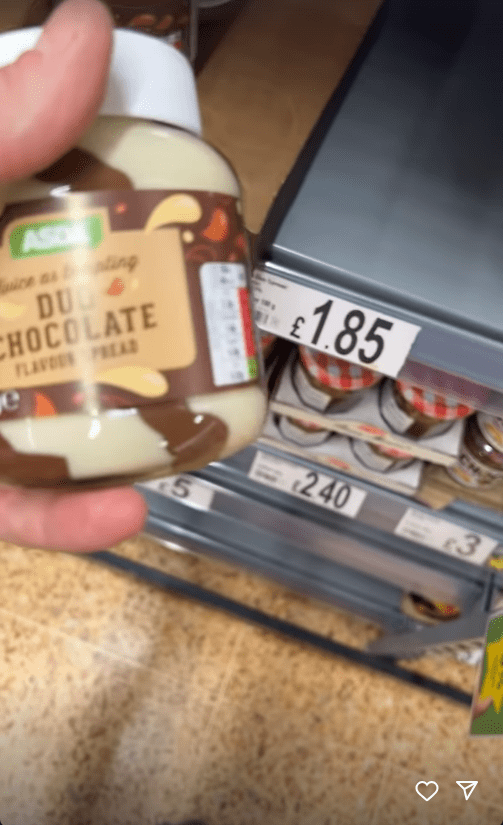 The couple saved on cheaper chocolate spread