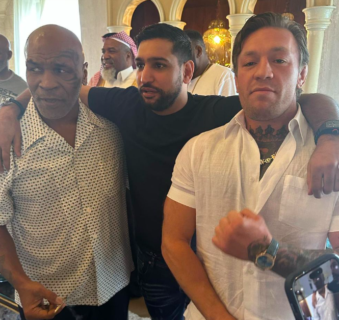 Boxing legends Mike Tyson and Amir Khan with Conor McGregor