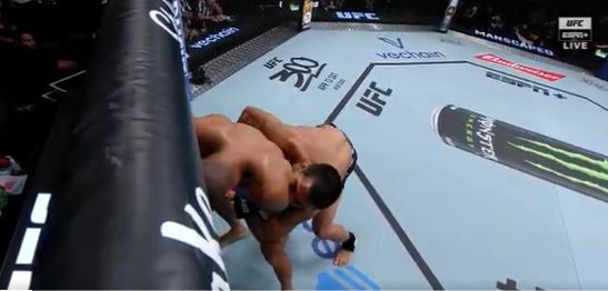 The flyweight bit his fellow Brazilian while trying to secure a takedown in the second round