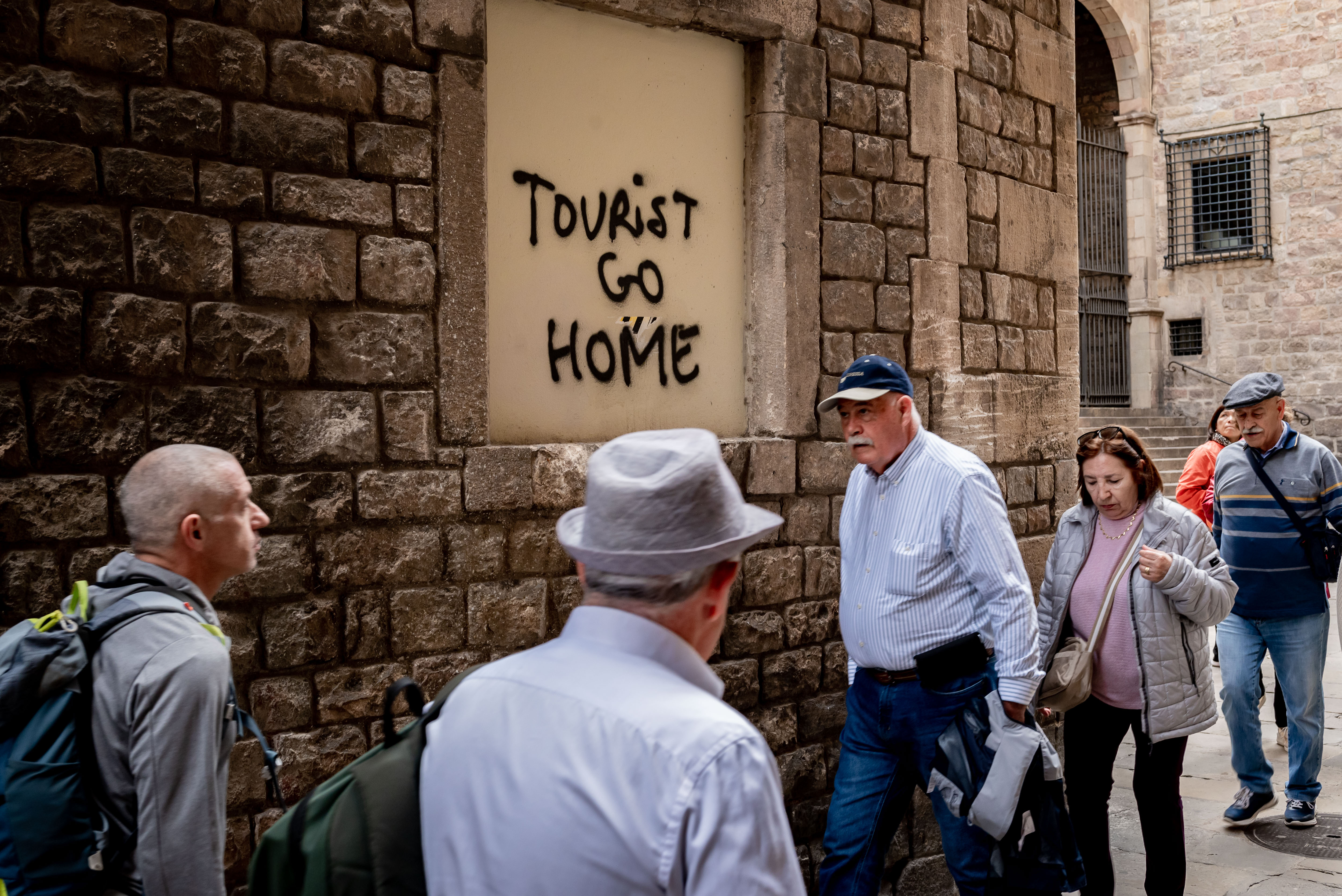 Anti-tourist graffiti has been spotted on the island as locals grow dissatisfied