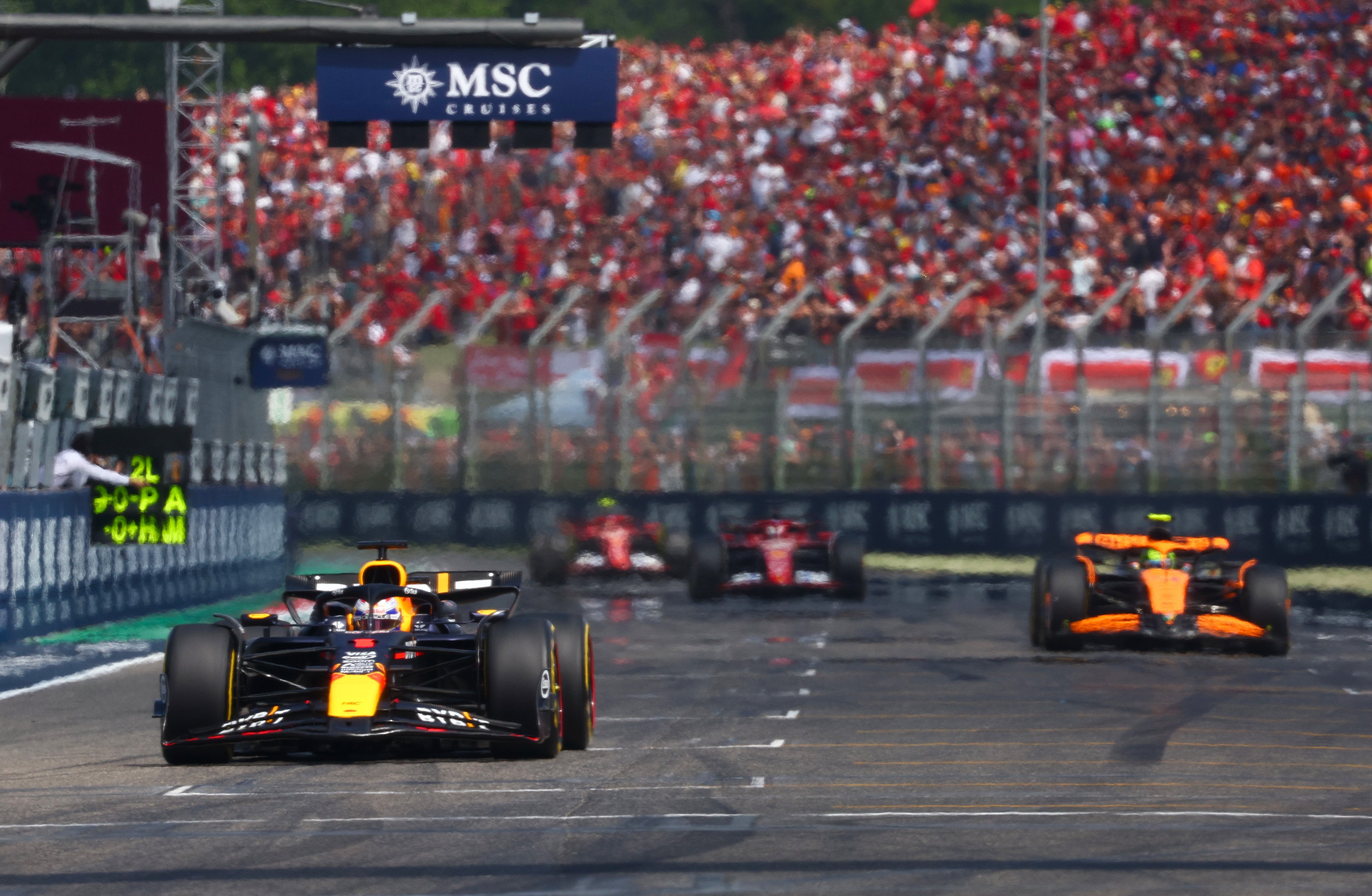 Verstappen crossed the line a second ahead of the McLaren star