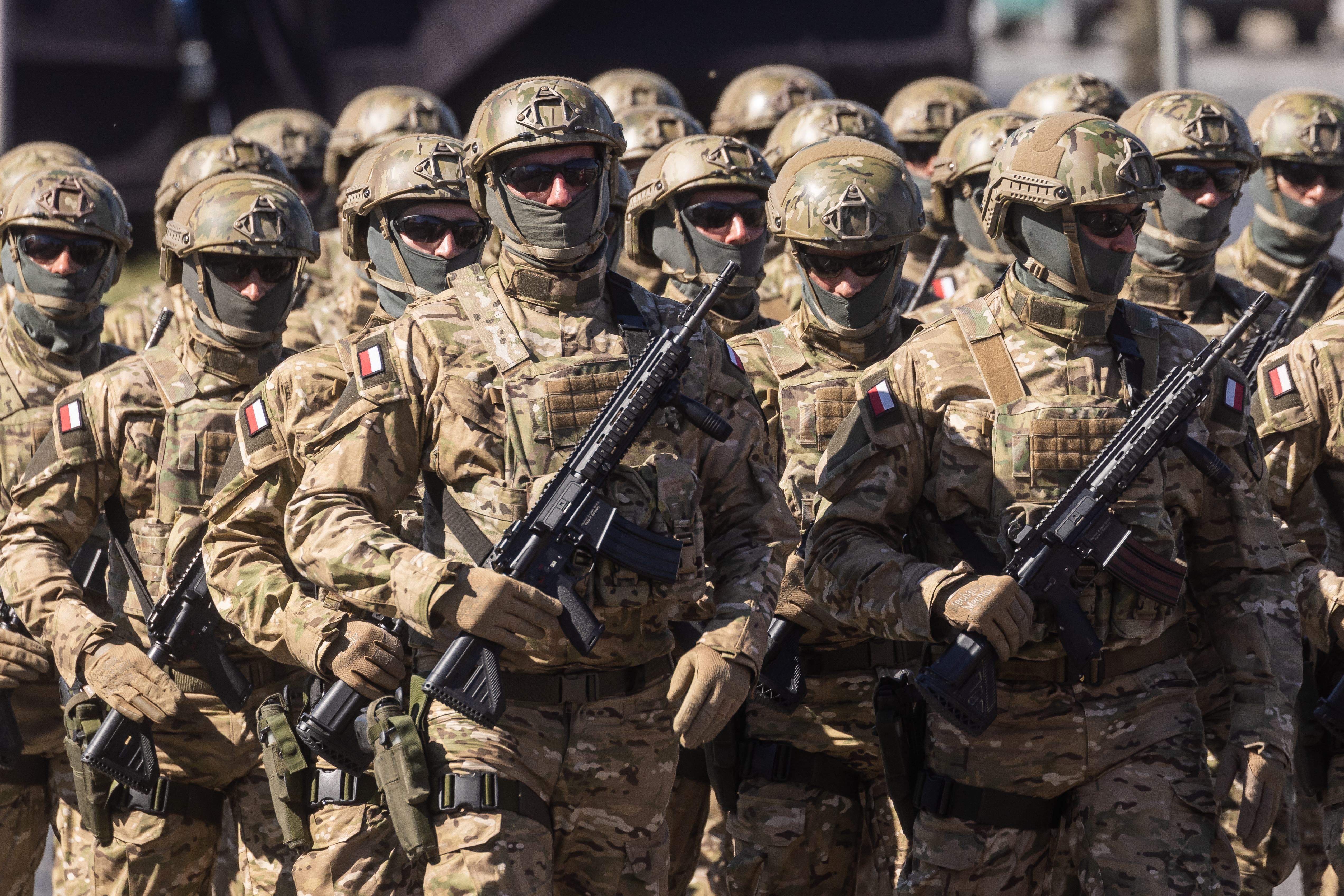 Polish soldiers during a military parade last year