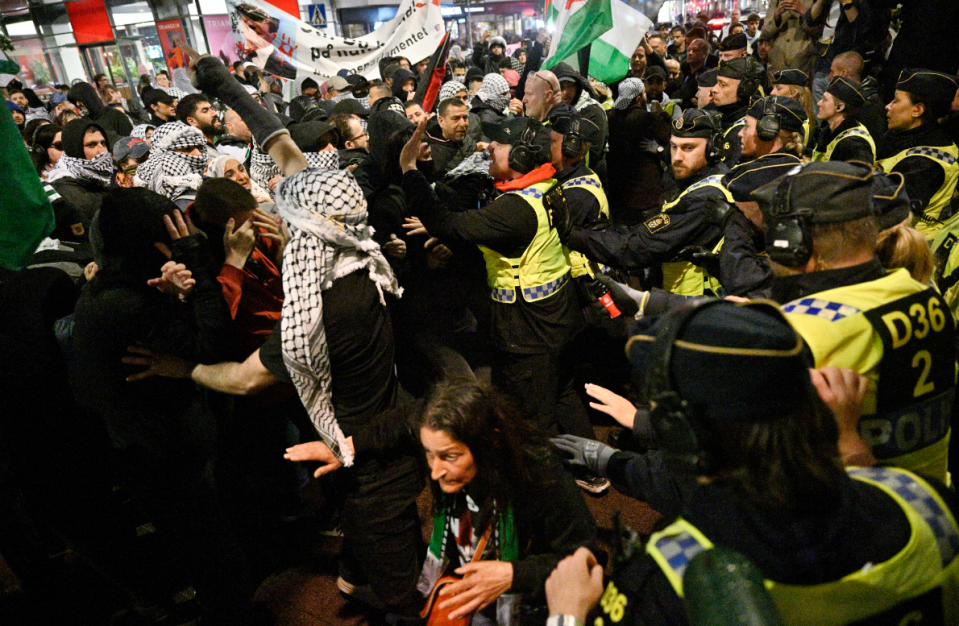 Police clashed with protesters in Malmo