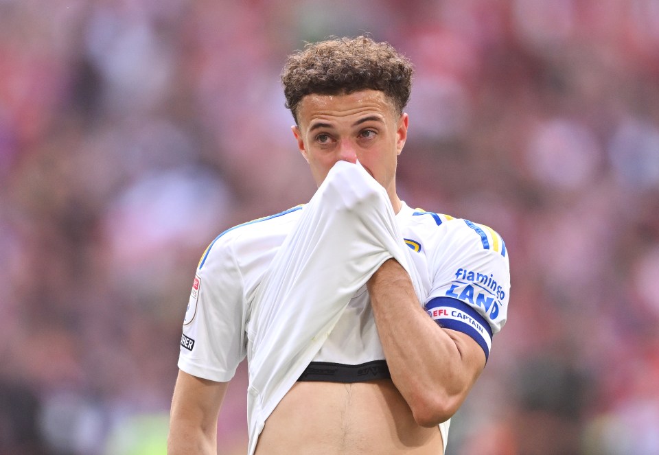 Leeds captain Ethan Ampadu looked emotional at the final whistle