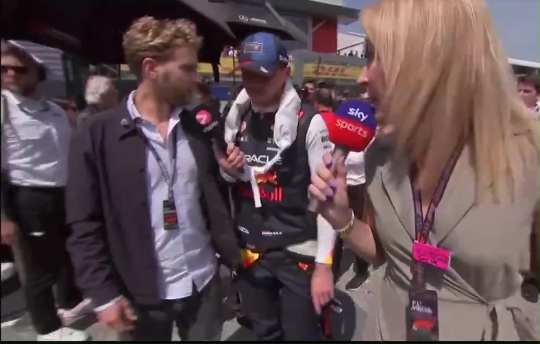 A Viaplay reporter was interviewing Max Verstappen before the F1 race