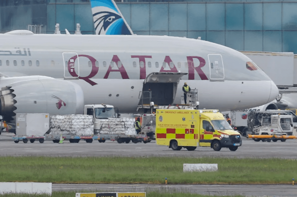 The plane was on its way to Dublin from Doha when it was hit by turbulence flying over Turkey