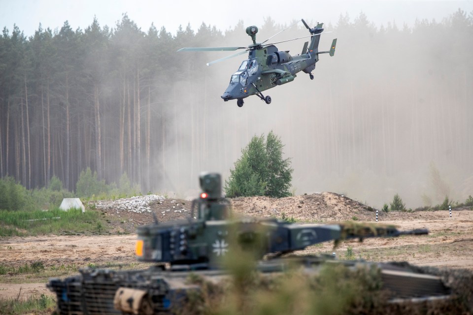 Eurocopter Tiger of the German Army takes part in the Lithuanian-German division-level international Nato military exercise