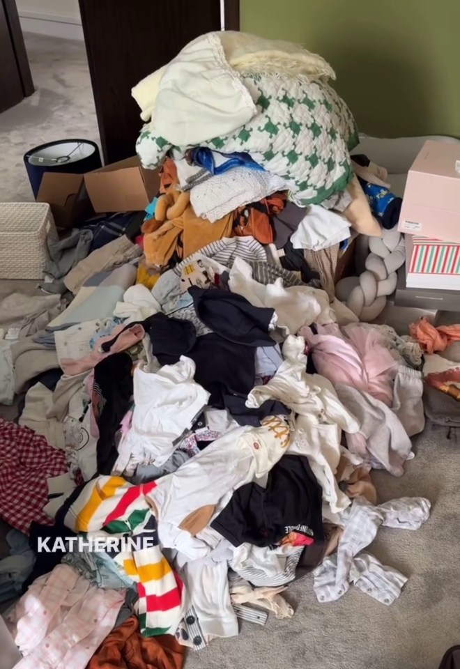 This mountain of clothes was headed to the charity shop following the mammoth decluttering session