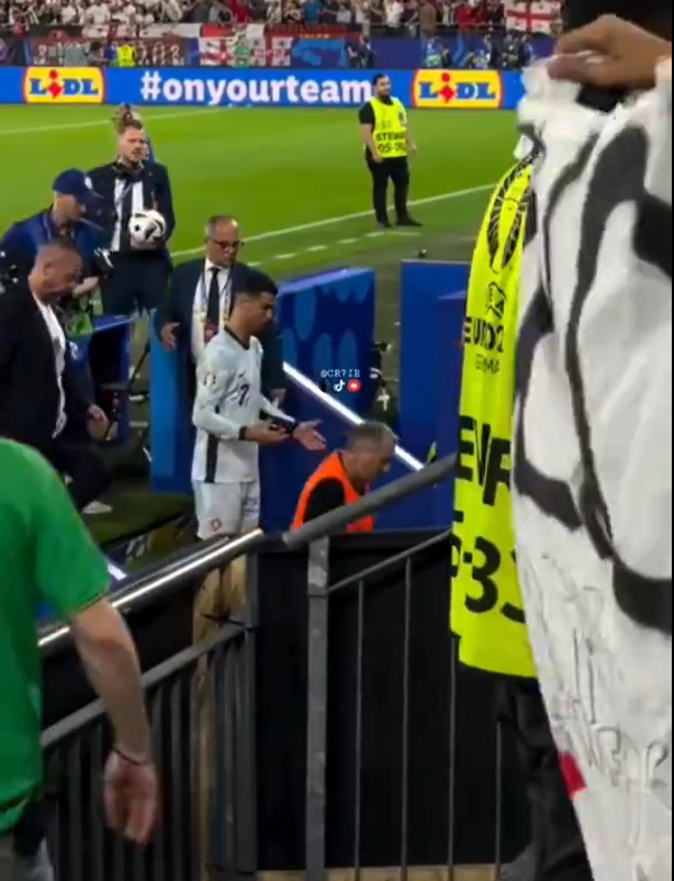 Ronaldo seemed confused by the overly excited fan's actions