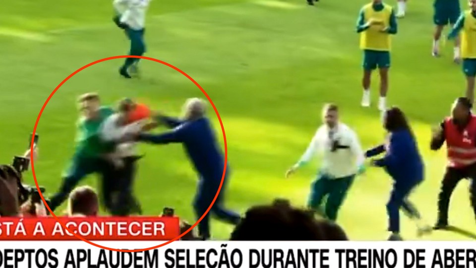 Jose Sa tackled a fan that stormed the pitch at Portugal's training camp