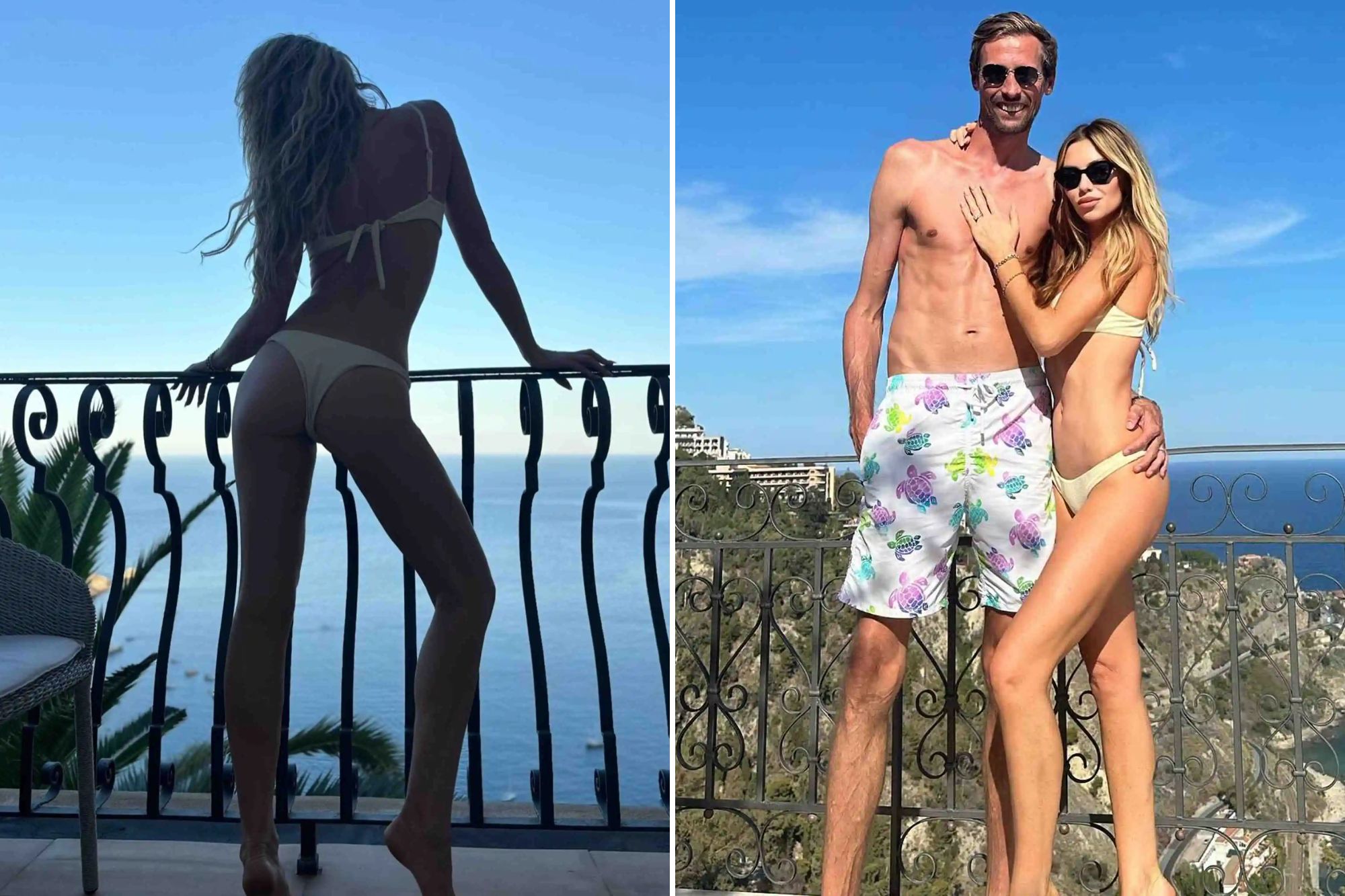 Abbey Clancy showed off her 'thongkini' during a holiday with hubby Peter Crouch