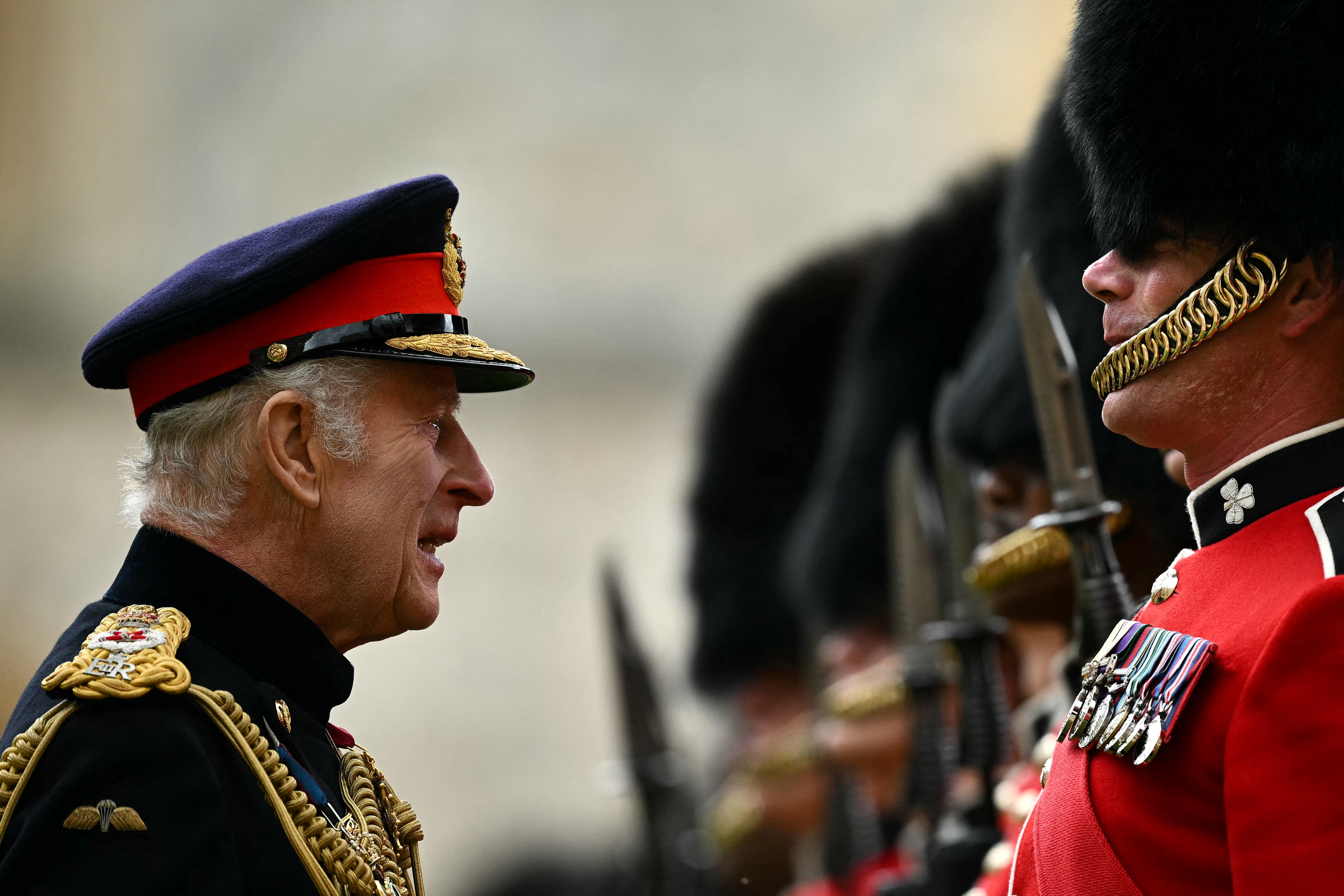 Charles inspected the guardsmen and officers on parade