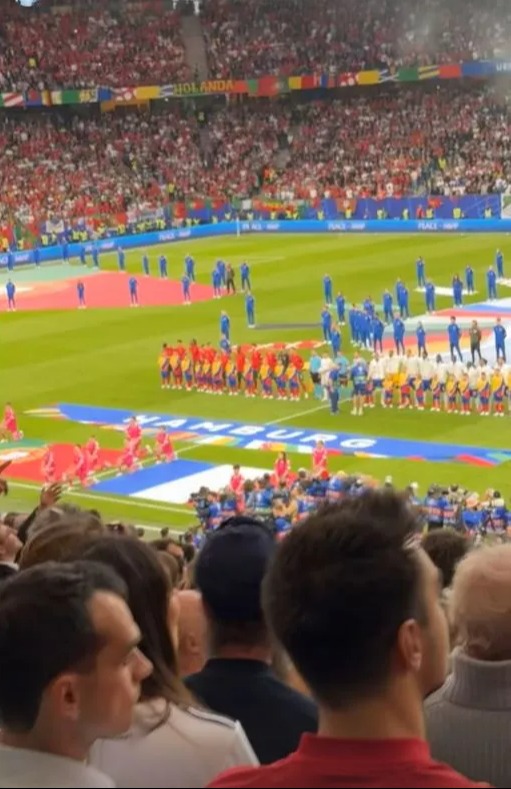 They watched the quarter-final from a private box