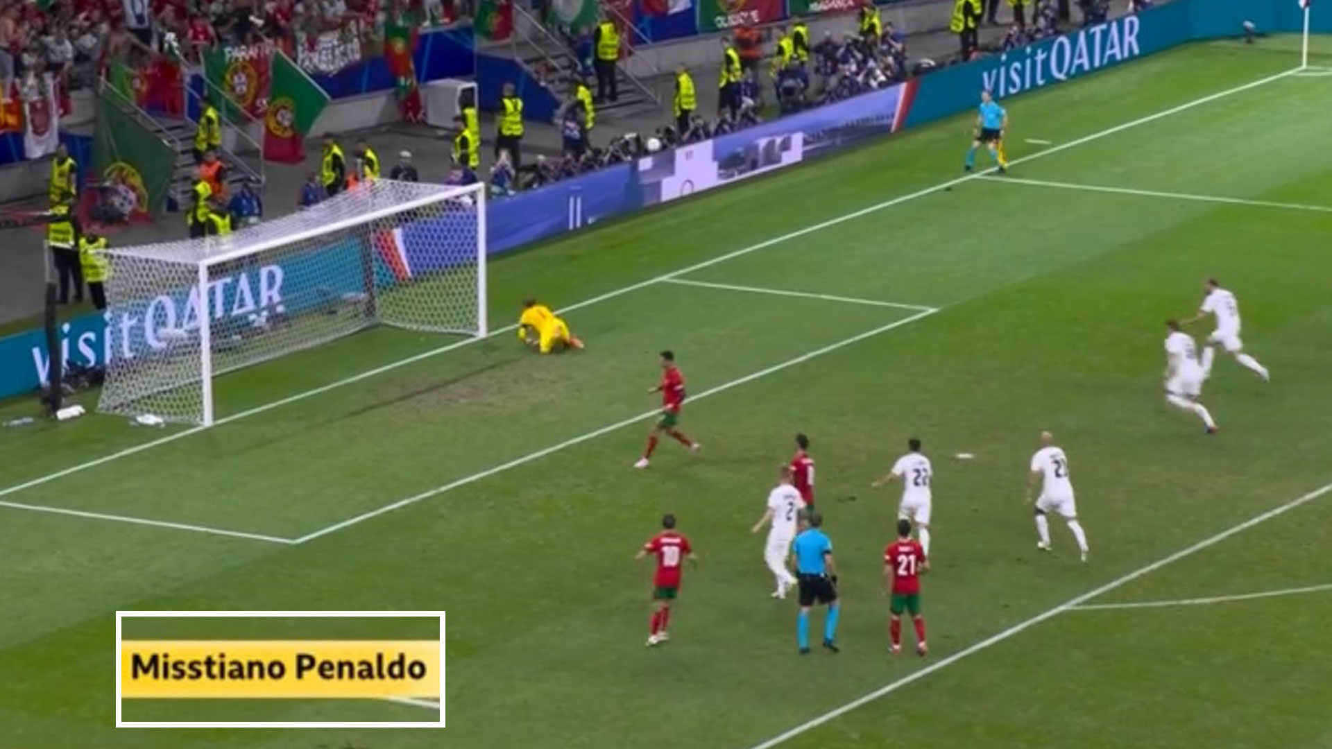 The BBC used a 'Misstiano Penaldo' caption live on TV