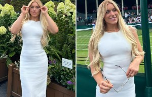Elle Brooke risks wardrobe malfunction at Wimbledon in bold white dress
