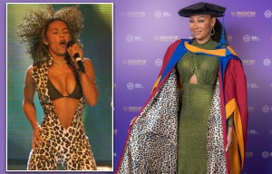 Mel B wows in leopard print graduation gown as she picks up honorary doctorate