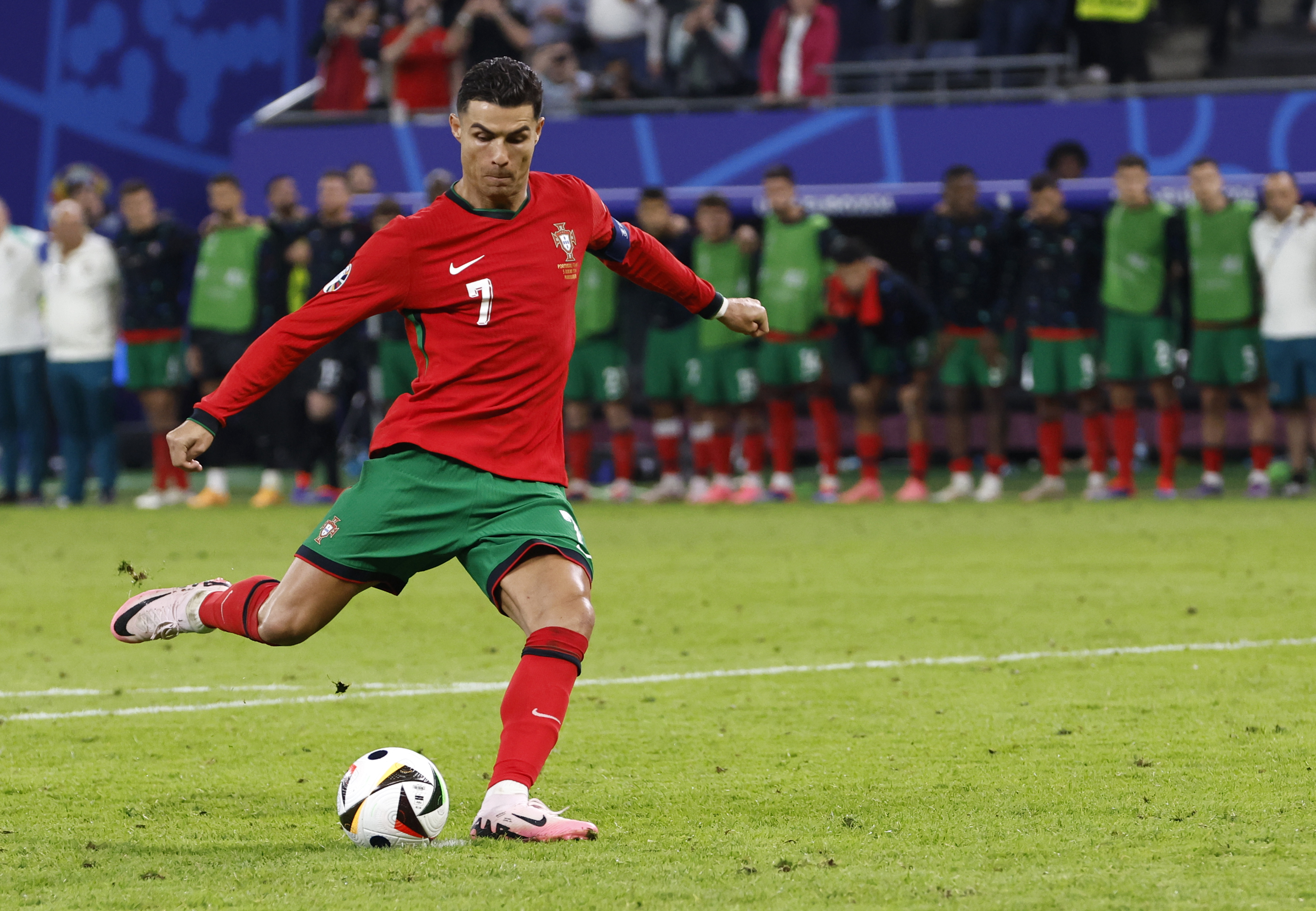 Cristiano Ronaldo stopped and stuttered before scoring his penalty in the shoot-out