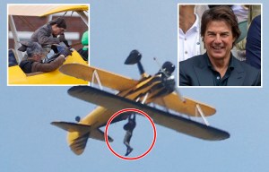 Terrifying moment Tom Cruise, 62, hangs off plane in death-defying stunt