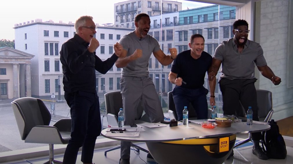 BBC's Lineker, Ferdinand, Lampard and Richards cheer on England