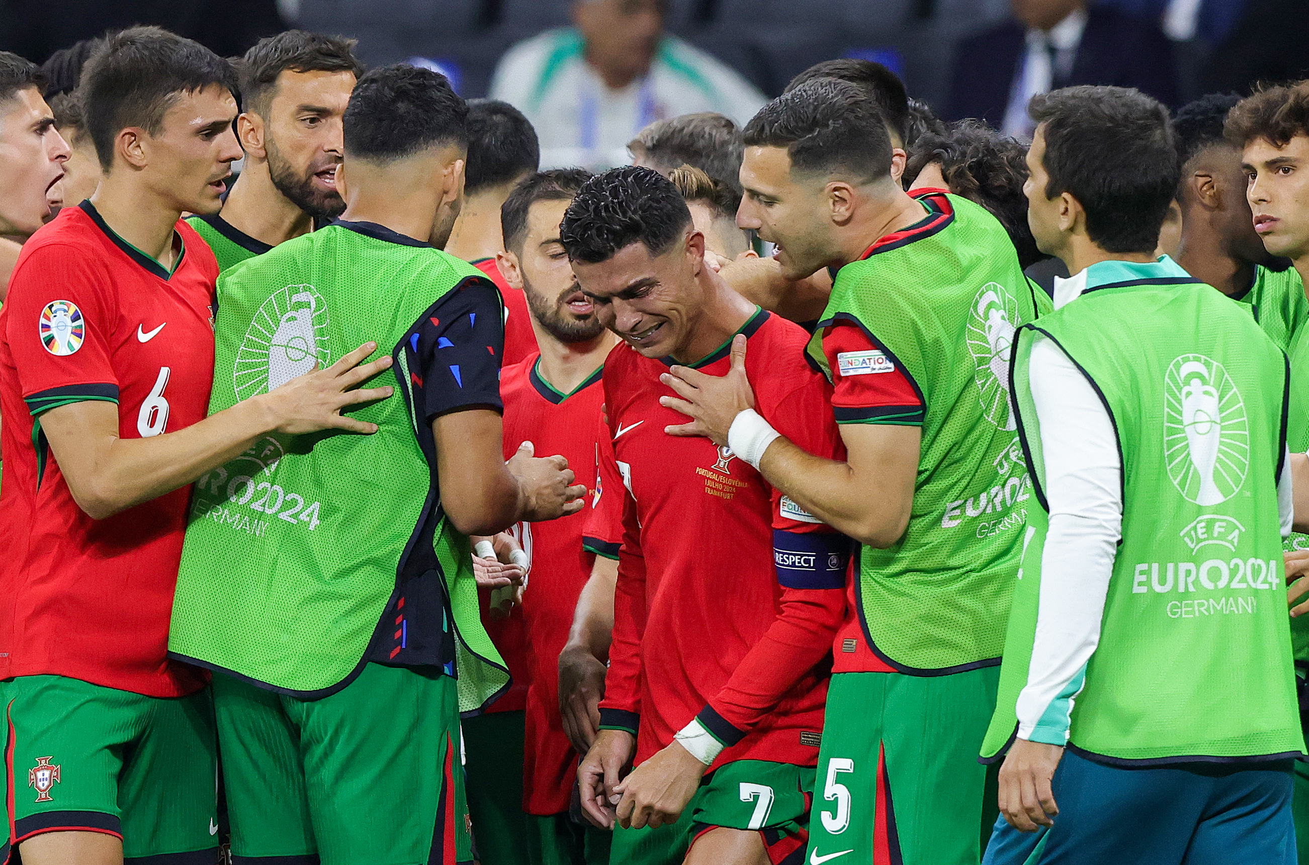 Ronaldo broke down in tears after his penalty miss against Slovenia