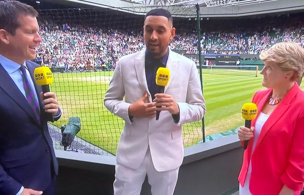 Nick Kyrgios suited up for the Wimbledon final