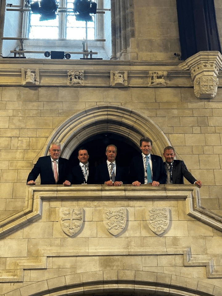 The new Reform MPs in Parliament today: Lee Anderson, James McMurdock, Nigel Farage, Richard Tice and Rupert Lowe