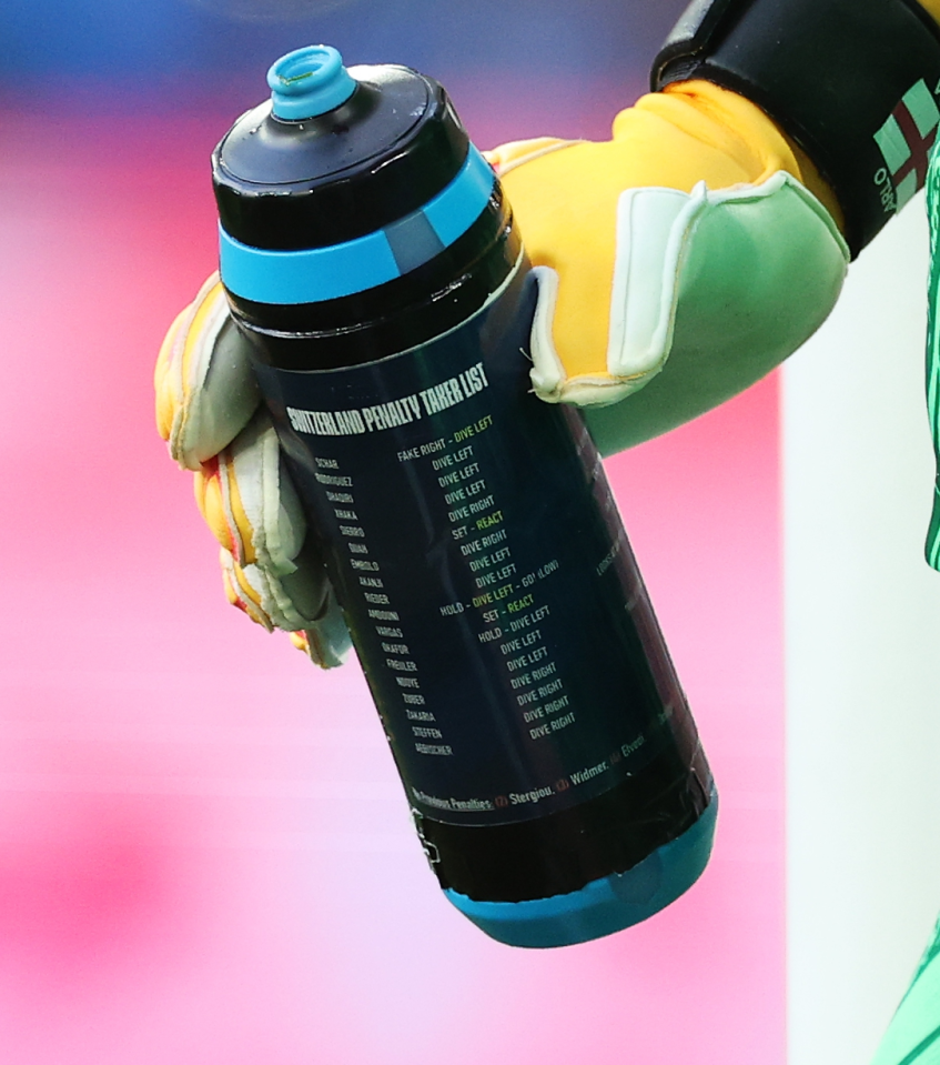 His cheat sheet water bottle has been key to England's penalty improvements