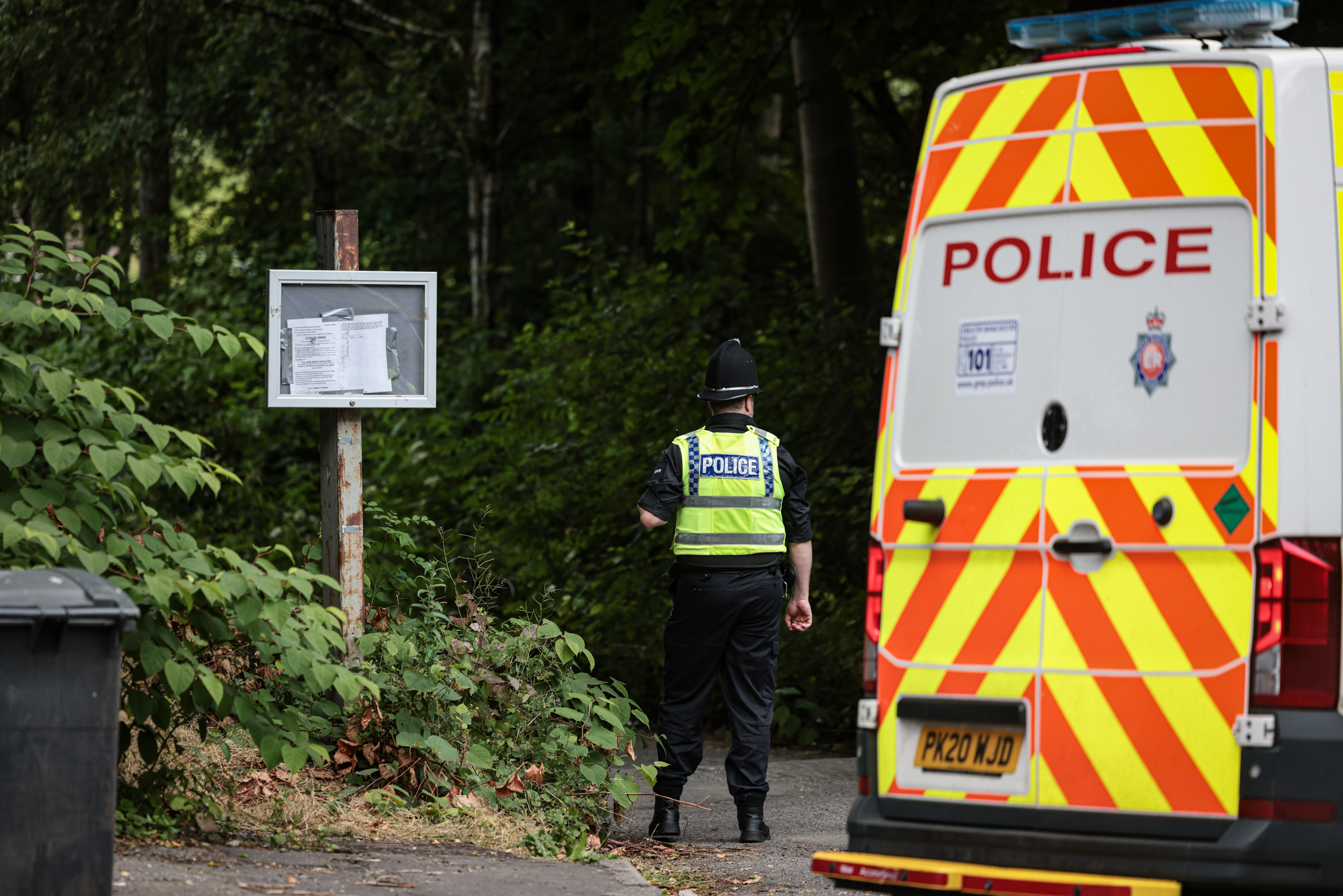 There was a large police presence at a Traveller site in Bolton yesterday morning