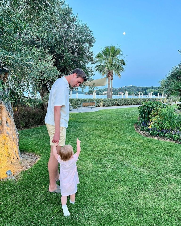 The singer and fiance Stuart Broad were on holiday with their sweet daughter