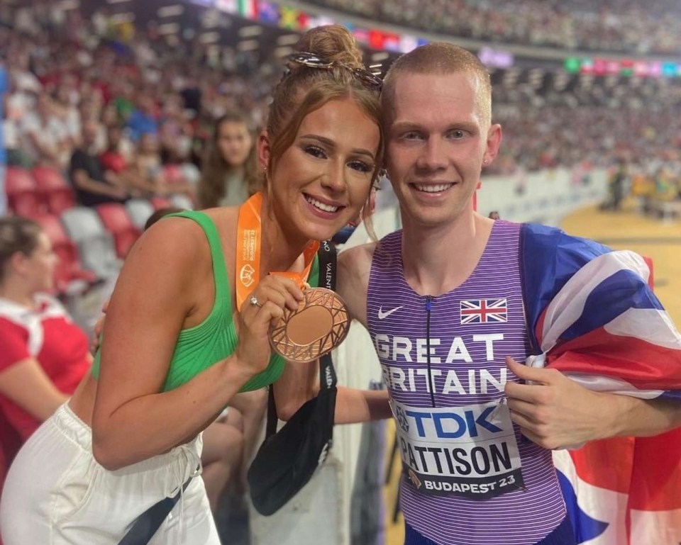 Ben pictured with his girlfriend Molly, a fellow runner, after winning bronze at the World Athletic Championships last year