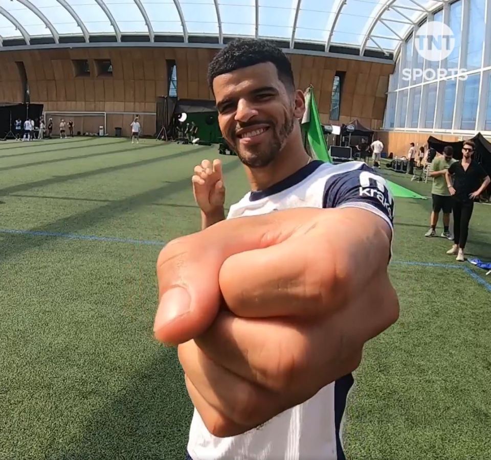 Spurs' newest recruit Dominic Solanke shoots an imaginary arrow