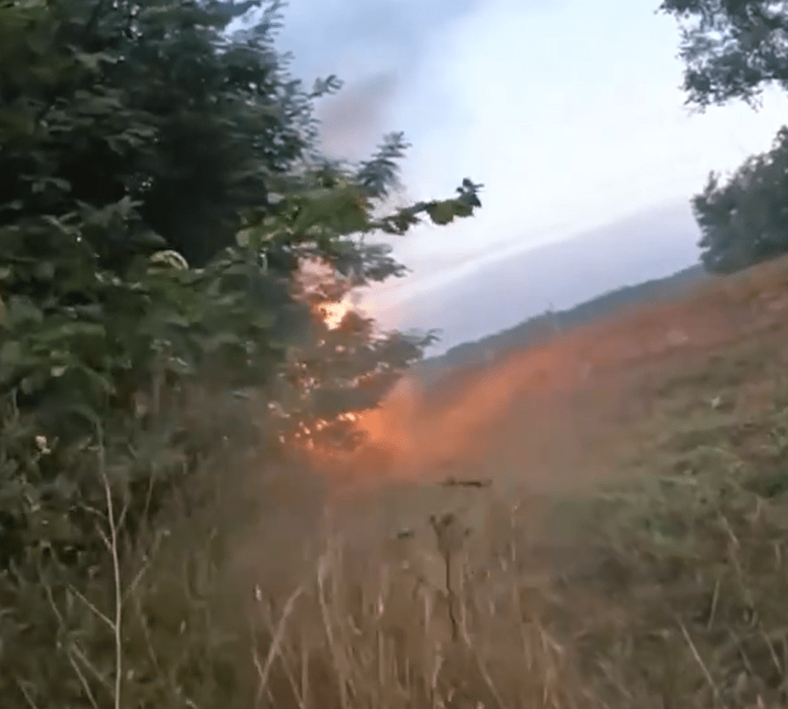 Fire was seen across the woods after the successful Ukrainian ambush