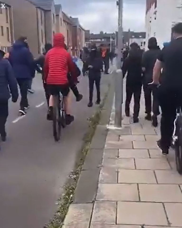 Yobs were seen rampaging down the street in Middlesbrough