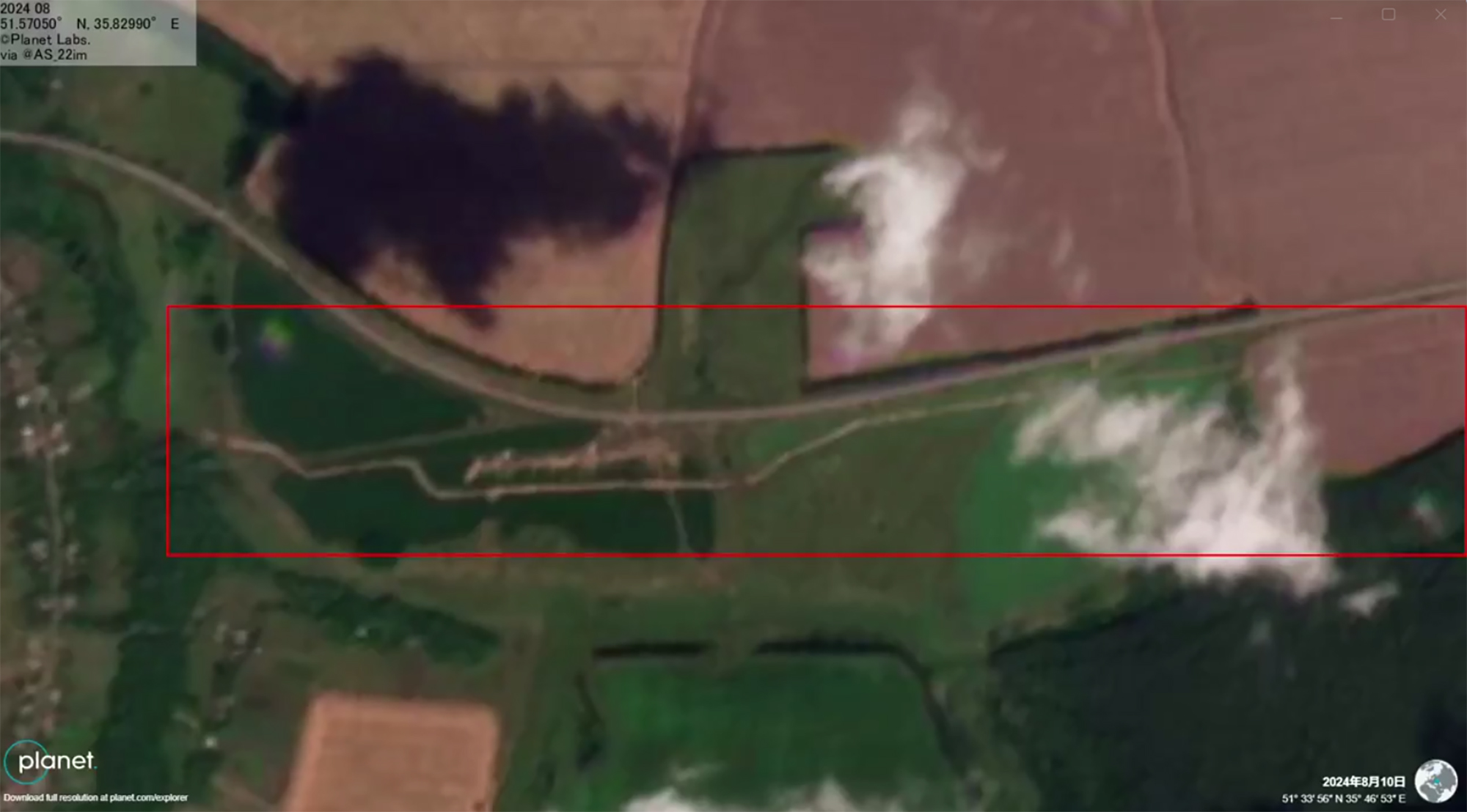 Satellite images show the trenches being built in the Kursk region