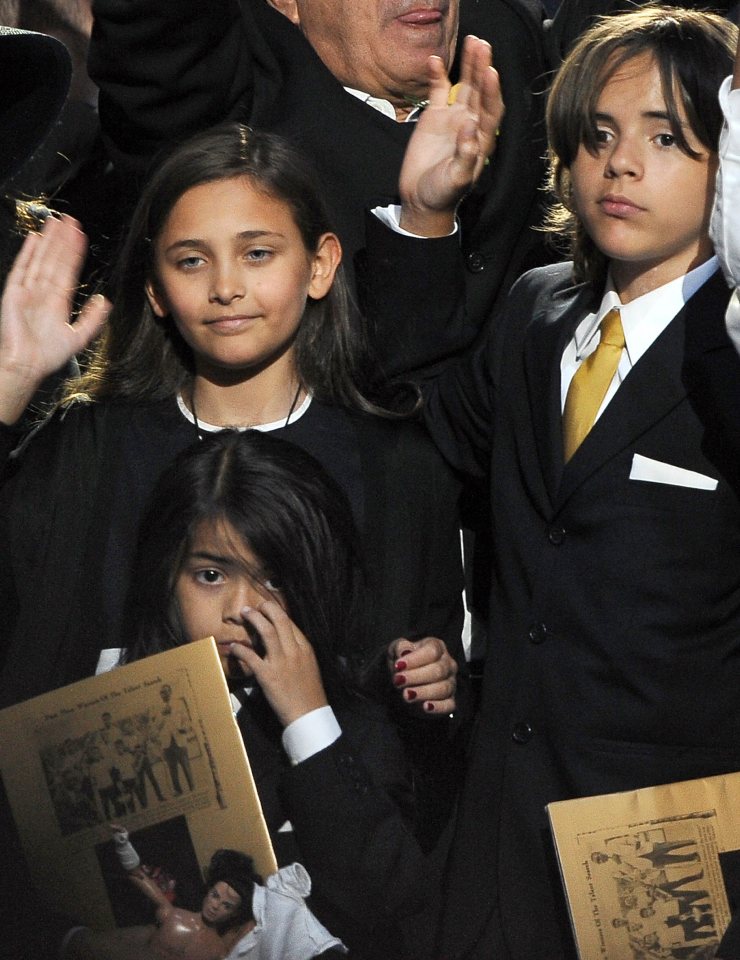 Jackson's children Blankey, Paris and Prince at a memorial service for their dad in July 2009